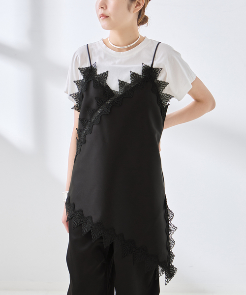 The Loom(ザ ルーム)の「The Loom/ザ ルーム LACE CAMISOLE TOP キャミソール(キャミソール・レディース・ベージュ/ブラック・SMALL)」の2枚目の写真