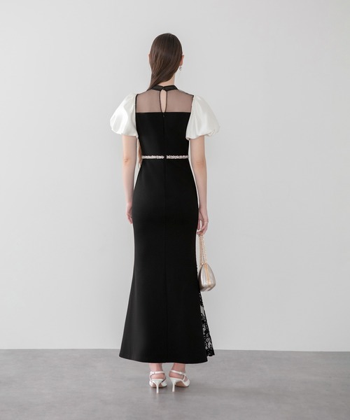 Leja(レジャ)の「【LEJA】パフスリーブビジューラインサイドフラワーマーメイドワンピースドレス美脚効果結婚式 パーティードレス 成人式 二次会 同窓会 お呼ばれ オケージョン 20代 30代(ドレス・レディース・ブラック・MEDIUM/SMALL)」の8枚目の写真