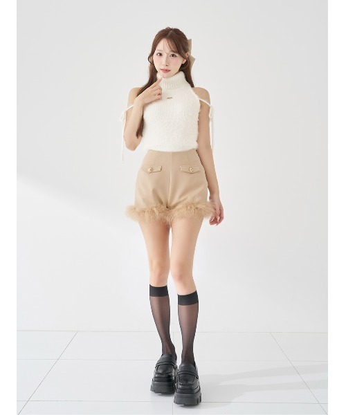 Darich(ダーリッチ)の「ポイントエアリーフェザーショートパンツ(その他パンツ・レディース・ブラック/ピンクベージュ/ベージュ・M/S)」の5枚目の写真