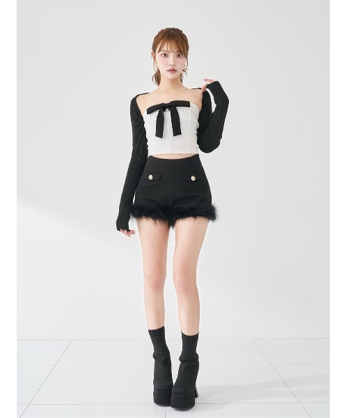 Darich(ダーリッチ)の「ポイントエアリーフェザーショートパンツ(その他パンツ・レディース・ブラック/ピンクベージュ/ベージュ・M/S)」の8枚目の写真