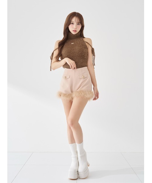 Darich(ダーリッチ)の「ポイントエアリーフェザーショートパンツ(その他パンツ・レディース・ブラック/ピンクベージュ/ベージュ・M/S)」の9枚目の写真