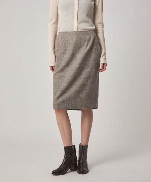 Steven Alan(スティーブンアラン)の「<Steven Alan>ヘリンボーン ツイード ライク ペンシルスカート(スカート・レディース・ベージュ/ネイビー・S/M)」の2枚目の写真