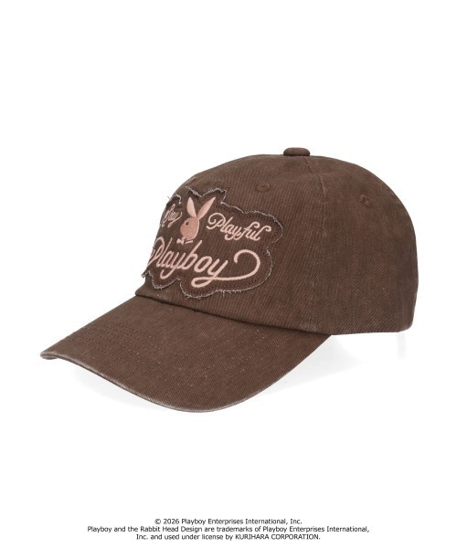 PLAYBOY(プレイボーイ)の「PLAYBOY GRUNGE WASHED CAP / プレイボーイ(キャップ・レディース・ブラウン/ブラック・57~59cm)」の2枚目の写真