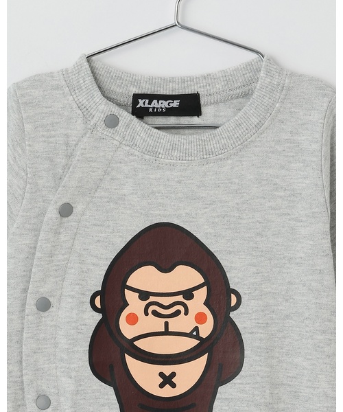 XLARGE KIDS(エクストララージキッズ)の「バックスタイルファニーゴリラ2WAYオール(ロンパース・キッズ・イエロー/トップグレー/ブラック・50-70cm)」の9枚目の写真