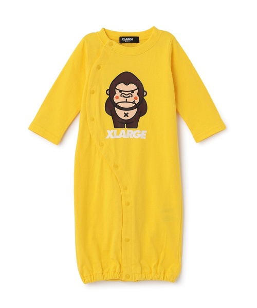 XLARGE KIDS(エクストララージキッズ)の「バックスタイルファニーゴリラ2WAYオール(ロンパース・キッズ・イエロー/トップグレー/ブラック・50-70cm)」の5枚目の写真