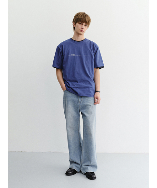 DUNST FOR MEN（ダンストフォーメン）の「MINIMAL LETTERING T-SHIRT_UNISEX_UDTS6B147_BLUE（Tシャツ/カットソー・メンズ・ブルー・X-SMALL/SMALL/MEDIUM/LARGE/X-LARGE/XX-LARGE）」の2枚目の写真