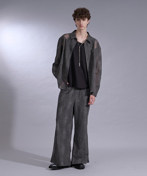 Ellno Loset(エルノロゼット)の「ニュアンスレースセミワイドパンツ/SETUP対応(スラックス・メンズ・ブラック/チャコール・LARGE/MEDIUM/SMALL/X-SMALL)」の5枚目の写真