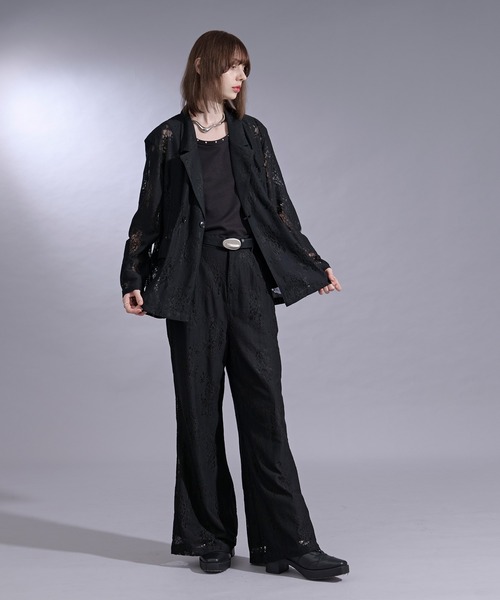 Ellno Loset(エルノロゼット)の「ニュアンスレースセミワイドパンツ/SETUP対応(スラックス・メンズ・ブラック/チャコール・LARGE/MEDIUM/SMALL/X-SMALL)」の20枚目の写真