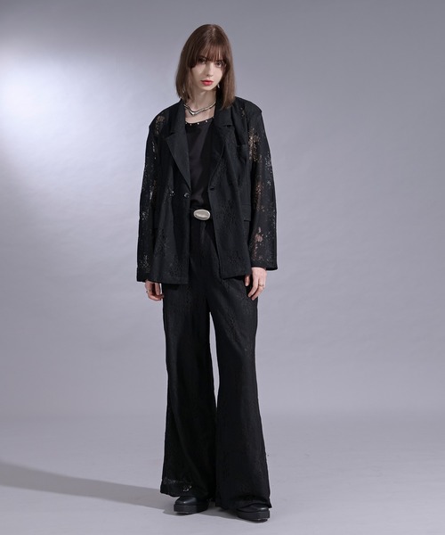 Ellno Loset(エルノロゼット)の「ニュアンスレースセミワイドパンツ/SETUP対応(スラックス・メンズ・ブラック/チャコール・LARGE/MEDIUM/SMALL/X-SMALL)」の21枚目の写真