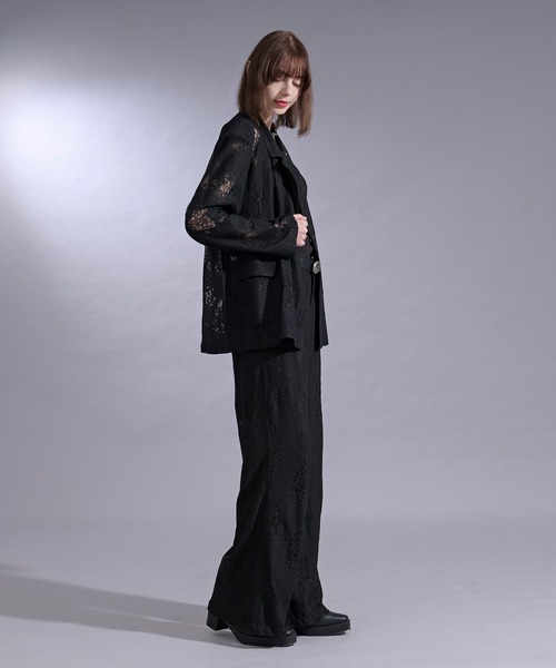 Ellno Loset(エルノロゼット)の「ニュアンスレースセミワイドパンツ/SETUP対応(スラックス・メンズ・ブラック/チャコール・LARGE/MEDIUM/SMALL/X-SMALL)」の22枚目の写真