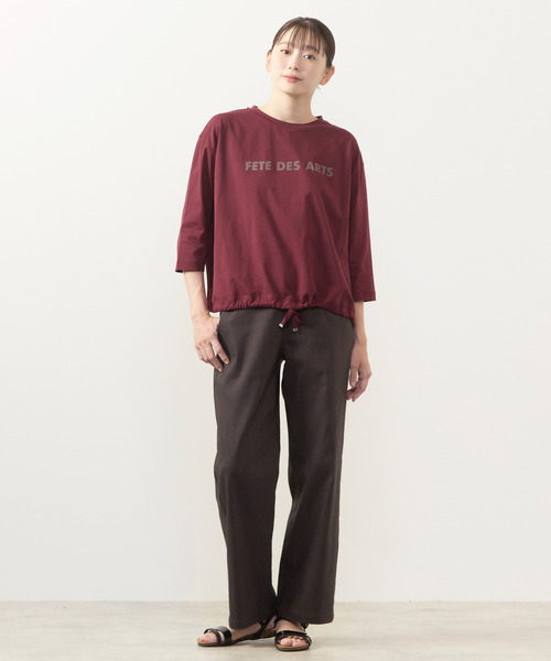 MELROSE claire(メルローズ クレール)の「【フロッキーロゴPTドロストTシャツ】(Tシャツ/カットソー・レディース・ブラック/ブラウン系その他/オフホワイト/ボルドー・FREE)」の5枚目の写真