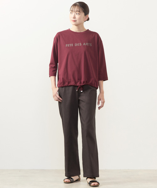 MELROSE claire(メルローズ クレール)の「【フロッキーロゴPTドロストTシャツ】(Tシャツ/カットソー・レディース・ブラック/ブラウン系その他/オフホワイト/ボルドー・FREE)」の6枚目の写真