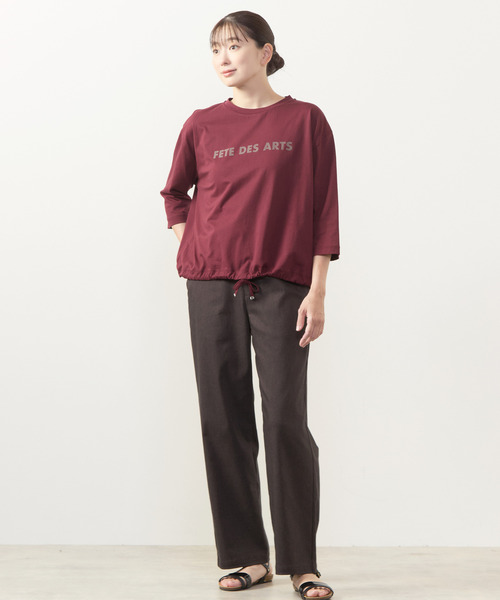 MELROSE claire(メルローズ クレール)の「【フロッキーロゴPTドロストTシャツ】(Tシャツ/カットソー・レディース・ブラック/ブラウン系その他/オフホワイト/ボルドー・FREE)」の7枚目の写真
