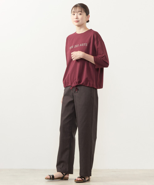 MELROSE claire(メルローズ クレール)の「【フロッキーロゴPTドロストTシャツ】(Tシャツ/カットソー・レディース・ブラック/ブラウン系その他/オフホワイト/ボルドー・FREE)」の8枚目の写真