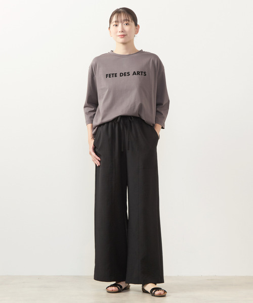 MELROSE claire(メルローズ クレール)の「【フロッキーロゴPTドロストTシャツ】(Tシャツ/カットソー・レディース・ブラック/ブラウン系その他/オフホワイト/ボルドー・FREE)」の18枚目の写真