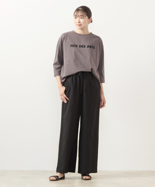 MELROSE claire(メルローズ クレール)の「【フロッキーロゴPTドロストTシャツ】(Tシャツ/カットソー・レディース・ブラック/ブラウン系その他/オフホワイト/ボルドー・FREE)」の19枚目の写真
