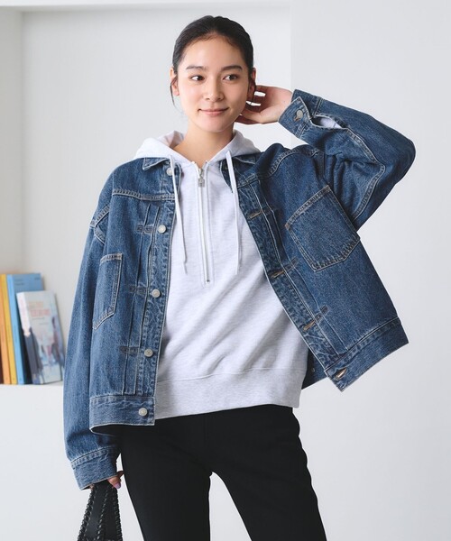 BEAUTY&YOUTH UNITED ARROWS（ビューティーアンドユースユナイテッドアローズ）の「【WEB限定】ルーズ デニムジャケット（デニムジャケット・レディース・ネイビー/ライトブルー/グレー・S/M）」の4枚目の写真