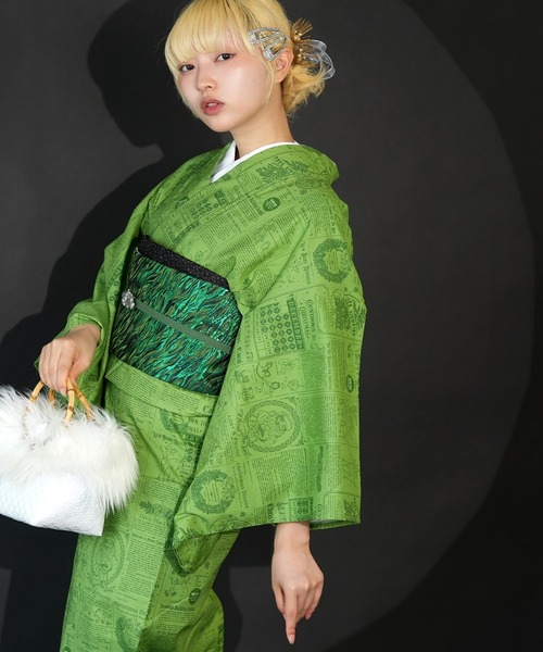 utatane(ウタタネ)の「着物 単衣 ニコアンティーク ホリデーメモリアルプレス グリーン(着物・レディース・グリーン・FREE)」の7枚目の写真