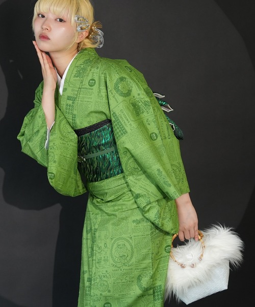 utatane(ウタタネ)の「着物 単衣 ニコアンティーク ホリデーメモリアルプレス グリーン(着物・レディース・グリーン・FREE)」の8枚目の写真