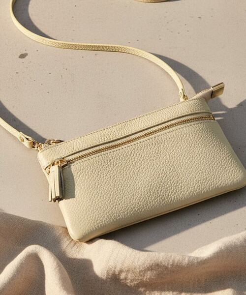 COOCO(クーコ)の「【牛革】シュリンクレザーウォレットショルダーバッグ(ショルダーバッグ・レディース・グレー/オフホワイト/レッド系/グリーン/ブルー/ブラック・FREE)」の1枚目の写真