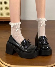 リボンモチーフ 厚底ローファー