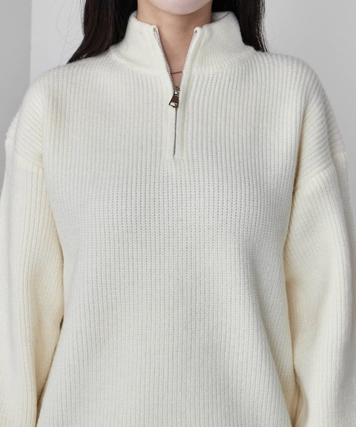 Chick(チック)の「Half-zip knit/ハーフジップニット 2026年 夏 夏服メンズ(ニット/セーター・レディース・ホワイト・L)」の2枚目の写真