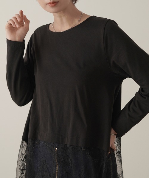 Bou Jeloud(ブージュルード)の「裾レースインナー(Tシャツ/カットソー・レディース・ブラック/オフホワイト・FREE)」の19枚目の写真