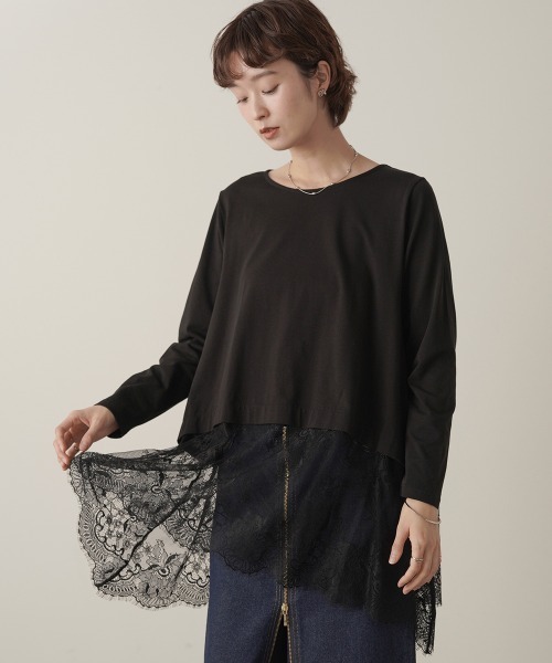 Bou Jeloud(ブージュルード)の「裾レースインナー(Tシャツ/カットソー・レディース・ブラック/オフホワイト・FREE)」の20枚目の写真