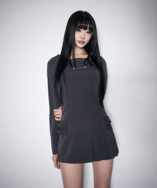 SCHISM INDUCING(スキズムインデューシング)の「NIA ボタンプリーツワンピース チャコール(ワンピース・レディース・その他・SMALL/MEDIUM)」の15枚目の写真