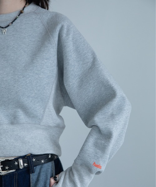 VACANCY(ヴァカンシー)の「【VACANCY公式】Hello byeロゴ刺繍配色ショート丈トレーナー(スウェット・メンズ・グリーン/グレー/ネイビー/ブラック/ホワイト・FREE)」の11枚目の写真