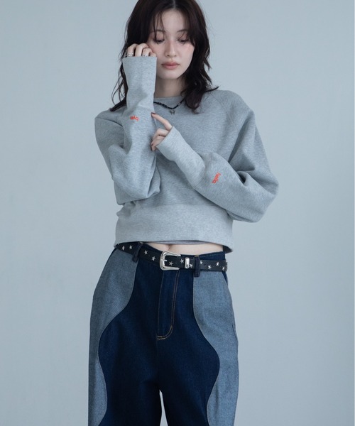 VACANCY(ヴァカンシー)の「【VACANCY公式】Hello byeロゴ刺繍配色ショート丈トレーナー(スウェット・メンズ・グリーン/グレー/ネイビー/ブラック/ホワイト・FREE)」の13枚目の写真