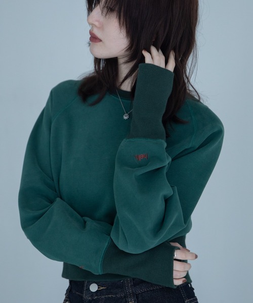 VACANCY(ヴァカンシー)の「【VACANCY公式】Hello byeロゴ刺繍配色ショート丈トレーナー(スウェット・メンズ・グリーン/グレー/ネイビー/ブラック/ホワイト・FREE)」の18枚目の写真