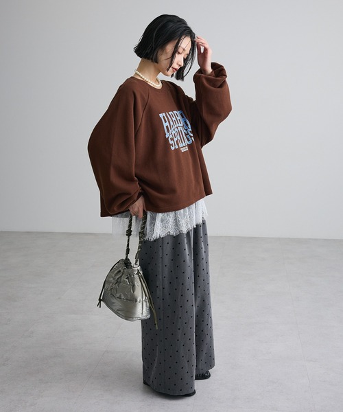 Green Parks(グリーンパークス)の「裾フレアレースドッキングインナー(Tシャツ/カットソー・レディース・オフホワイト/ブラック・FREE)」の3枚目の写真