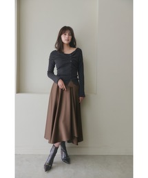 Asymmetric-Hem Satin Skirt