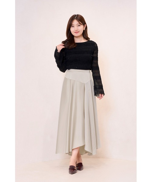 Her lip to(ハーリップトゥー)の「Asymmetric-Hem Satin Skirt(スカート・レディース・ベージュ/ダークブラウン系・S/M)」の9枚目の写真