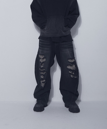 BLR（ビーエルアール）の「Adjustable Waist Destroyed Denim Pants Dark Blue（デニムパンツ）」