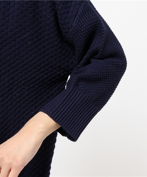 REAL CUBE（リアルキューブ）の「REAL CUBE　ボトルネックコットンニット（ニット/セーター・レディース・オフホワイト/ライム/ミント/ネイビー・M）」の9枚目の写真