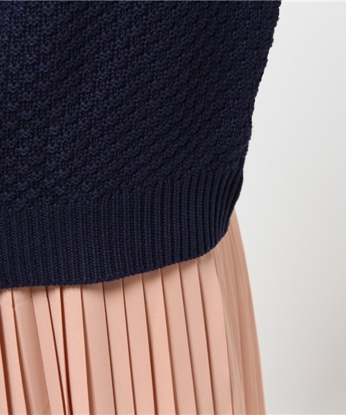 REAL CUBE（リアルキューブ）の「REAL CUBE　ボトルネックコットンニット（ニット/セーター・レディース・オフホワイト/ライム/ミント/ネイビー・M）」の10枚目の写真