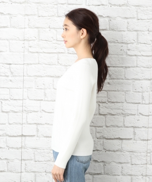 LEPSIM（レプシィム）の「14Gバイヤスヘンケイネックプルオーバー　740634（ニット/セーター・レディース・ブラック/オフホワイト/トップグレー・MEDIUM/LARGE）」の15枚目の写真