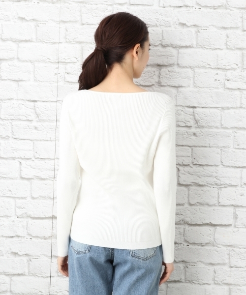 LEPSIM（レプシィム）の「14Gバイヤスヘンケイネックプルオーバー　740634（ニット/セーター・レディース・ブラック/オフホワイト/トップグレー・MEDIUM/LARGE）」の4枚目の写真