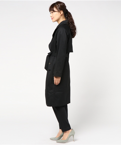 Re:EDIT（リエディ）の「ツイル生地ロングトレンチコート（トレンチコート・レディース・ブラック/ピンクベージュ/カーキ/ベージュ・X-LARGE/LARGE/MEDIUM）」の6枚目の写真