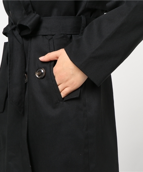 Re:EDIT（リエディ）の「ツイル生地ロングトレンチコート（トレンチコート・レディース・ブラック/ピンクベージュ/カーキ/ベージュ・X-LARGE/LARGE/MEDIUM）」の12枚目の写真