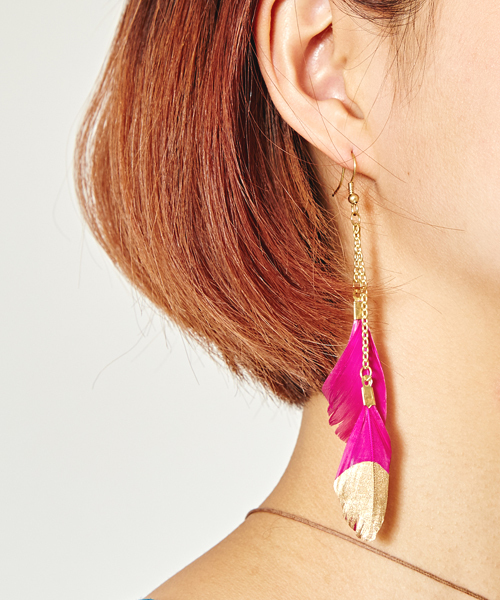 チャイハネ(チャイハネ)の「【チャイハネ】ディップフェザーピアス(ピアス(両耳用)・レディース・コーラル/ターコイズブルー/ブルー/ピンク/ブラウン・FREE)」の4枚目の写真