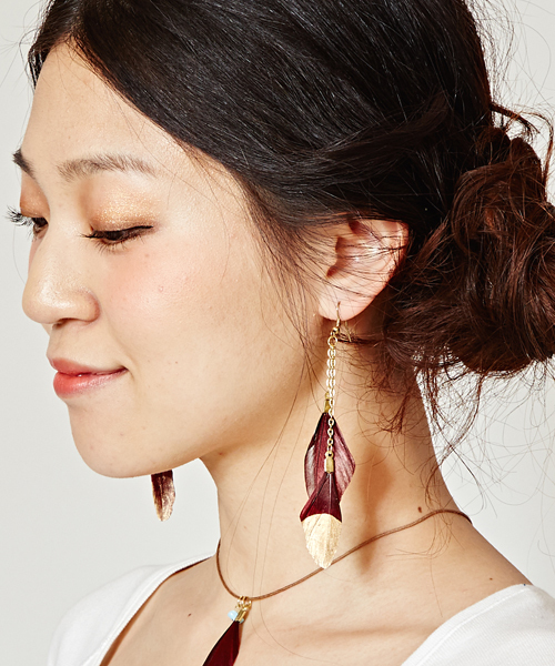 チャイハネ(チャイハネ)の「【チャイハネ】ディップフェザーピアス(ピアス(両耳用)・レディース・コーラル/ターコイズブルー/ブルー/ピンク/ブラウン・FREE)」の12枚目の写真