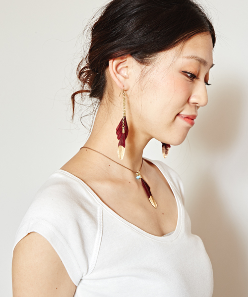 チャイハネ(チャイハネ)の「【チャイハネ】ディップフェザーピアス(ピアス(両耳用)・レディース・コーラル/ターコイズブルー/ブルー/ピンク/ブラウン・FREE)」の15枚目の写真