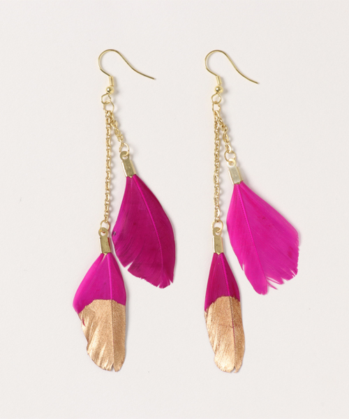 チャイハネ(チャイハネ)の「【チャイハネ】ディップフェザーピアス(ピアス(両耳用)・レディース・コーラル/ターコイズブルー/ブルー/ピンク/ブラウン・FREE)」の6枚目の写真