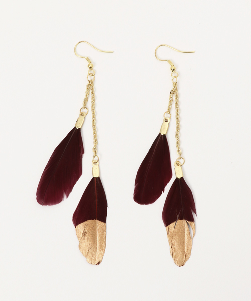 チャイハネ(チャイハネ)の「【チャイハネ】ディップフェザーピアス(ピアス(両耳用)・レディース・コーラル/ターコイズブルー/ブルー/ピンク/ブラウン・FREE)」の11枚目の写真