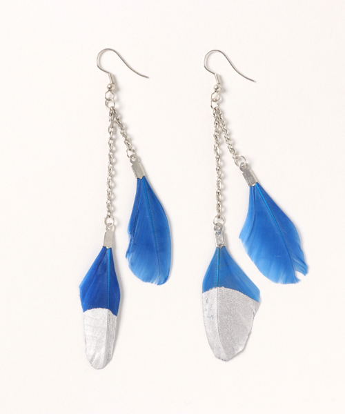 チャイハネ(チャイハネ)の「【チャイハネ】ディップフェザーピアス(ピアス(両耳用)・レディース・コーラル/ターコイズブルー/ブルー/ピンク/ブラウン・FREE)」の3枚目の写真