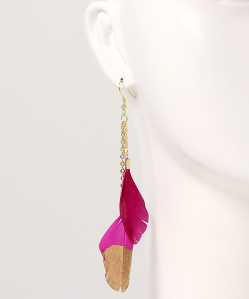 チャイハネ(チャイハネ)の「【チャイハネ】ディップフェザーピアス(ピアス(両耳用)・レディース・コーラル/ターコイズブルー/ブルー/ピンク/ブラウン・FREE)」の9枚目の写真