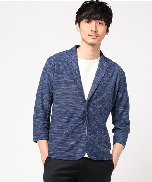 VENCEEXCHANGE（ヴァンスエクスチェンジ）の「スラブパイル7分テーラードジャケット        （テーラードジャケット・メンズ・オフホワイト/ネイビー・LARGE/MEDIUM）」の2枚目の写真